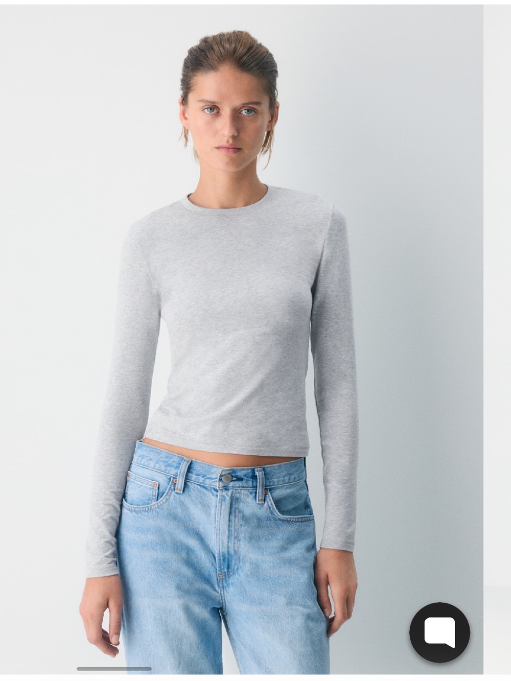 Aritzia HomeStretch Smooth Solo Long Sleeve Stretch Cotton Jersey crewneck tee